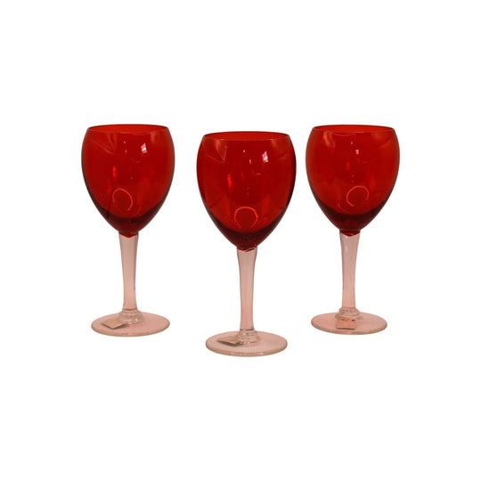 Vintage Kreias red/orange glass goblets. Set of 3 made in Japan