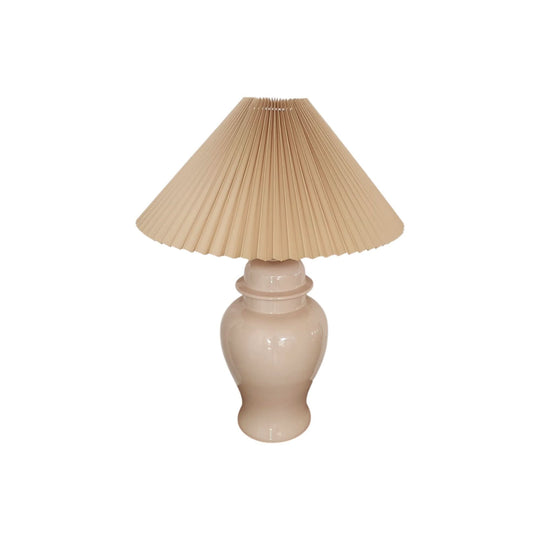 Vintage Large Cream Ginger Jar Table Lamp with Pleated Lampshade