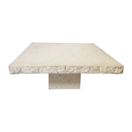 Vintage Large Raw Edge Fossil Stone Coffee Table