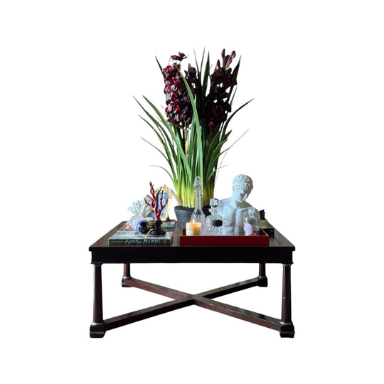 Vintage Large Square Baker Marquetry Coffee Table