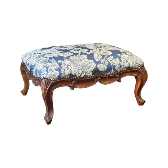 Vintage Louis XV Style Walnut Footstool
