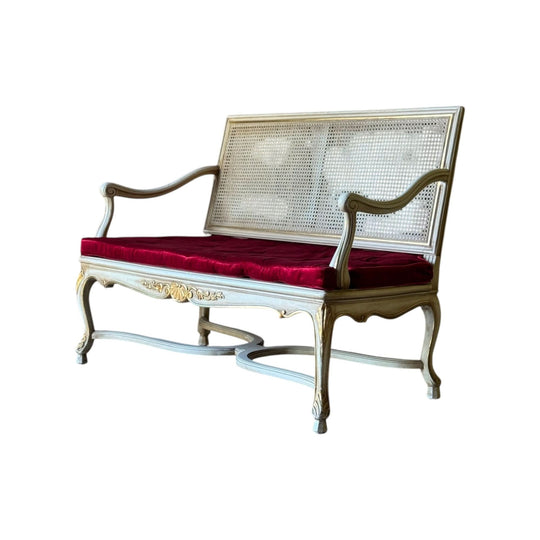 Vintage Louis XVI Style Rattan Settee