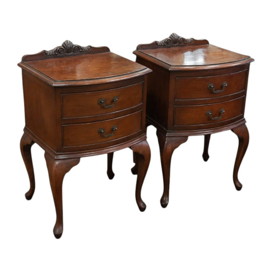 Vintage Mahogany Queen Anne Style Bedside Tables