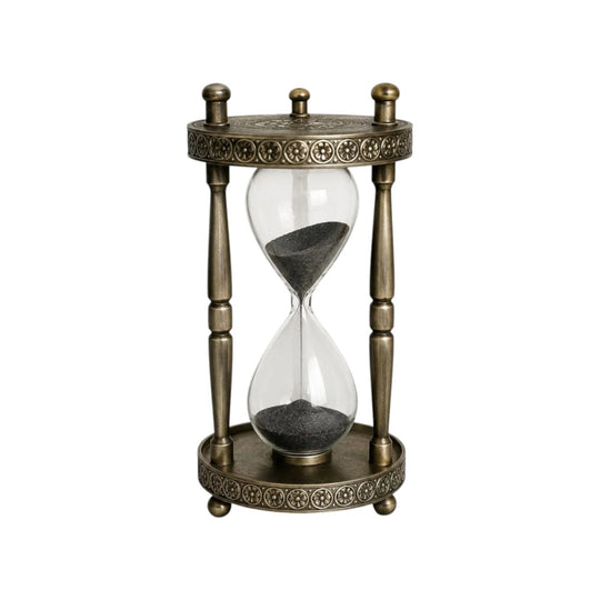 Vintage Metal Hourglass Black Sand Desk Timer Decor