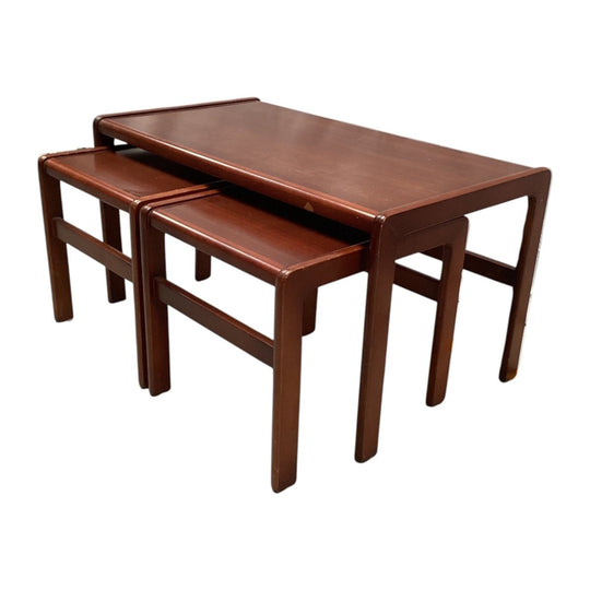 Vintage Mid Century Timber Nesting Coffee Table Set