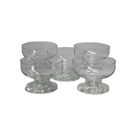 Vintage "Mirage" CROWN CORNING Clear Glass Dessert Dishes - Set of 5.