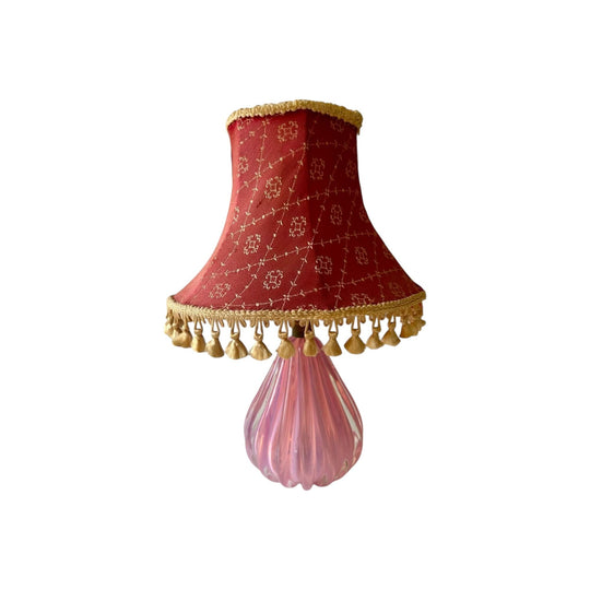 Vintage MURANO glass pink table lamp opalescent ribbed SEGUSO 1960's ITALY
