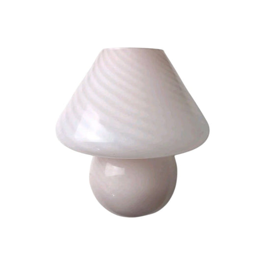 Vintage Murano-Style White Swirl Glass Mushroom Table Lamp, MCM
