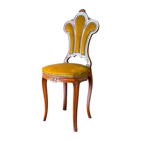 Vintage Mustard Velvet Upholstered Boudoir Chair