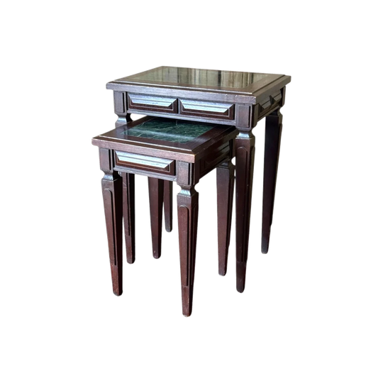 Vintage Neoclassical Style Marble Top Nesting Tables
