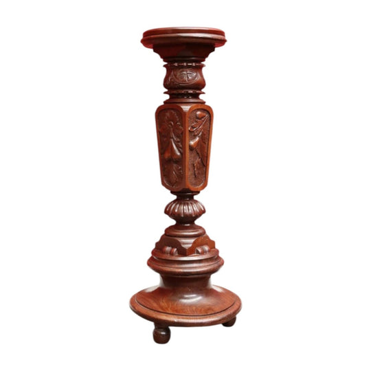 Vintage Oak Pedestal Jardiniere Carved Victorian Style Stand. B12967