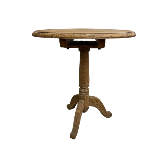 Vintage Oak Wine Or Side Table With Tri-foot Base