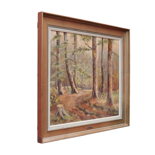 Vintage Oil on Canvas Simon G Foret de Soignes 1986 Gilt Framed Painting. B12720