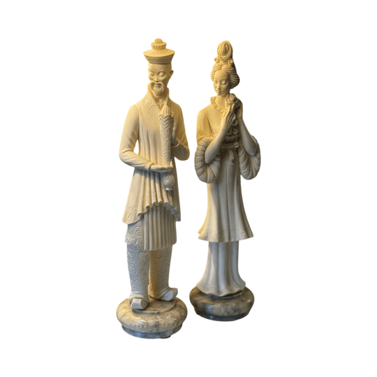 Vintage Oriental Figures on Marble Base