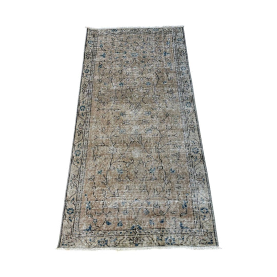 Vintage Oushak Turkish Scatter Rug, 91 x 183 cm, Hand-Knotted Wool on Cotton, Anatolia, Low Pile