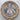 Low-angle view of the portrait print and layered lower edge of its ornate oval frame.