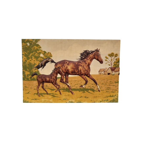 Vintage Padded Textile Art - Horses in Motion