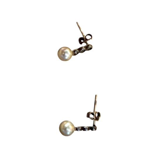 Vintage Pair of Pearl & Marcasite Stud Earrings