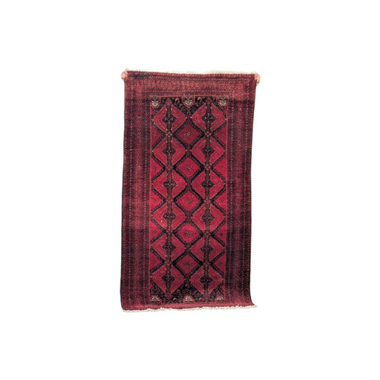 Vintage Persian Hamadan Wool Runner with Geometric Diamond Pattern