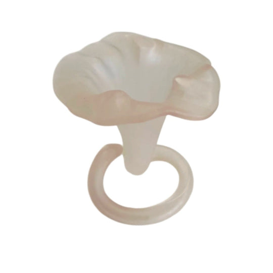 Vintage Polish Handmade Frosted Glass Lily Vase — Stiver, 1970s — Pink Opalescent