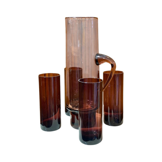 Vintage Polish Purple Glass Jug & Tumblers