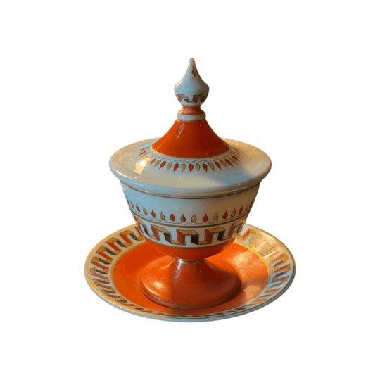 Vintage Porcelain Lidded Compote Dish With Underplate