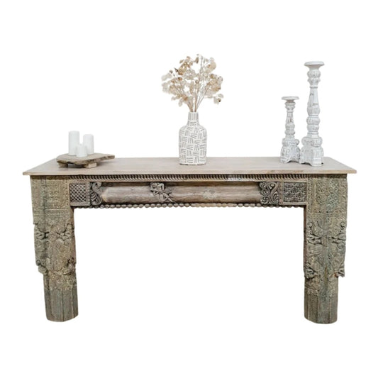 VINTAGE Recycled Indian Console Table Yellow/Green