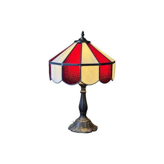 Vintage Red & White Striped Leadlight Table Lamp