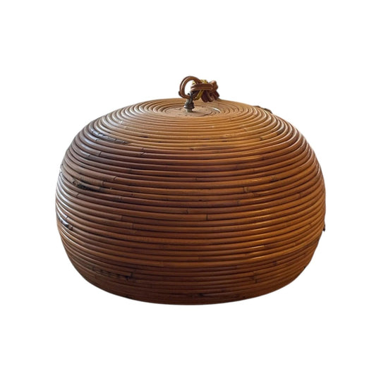 Vintage reeded bamboo ceiling light - Crespi style