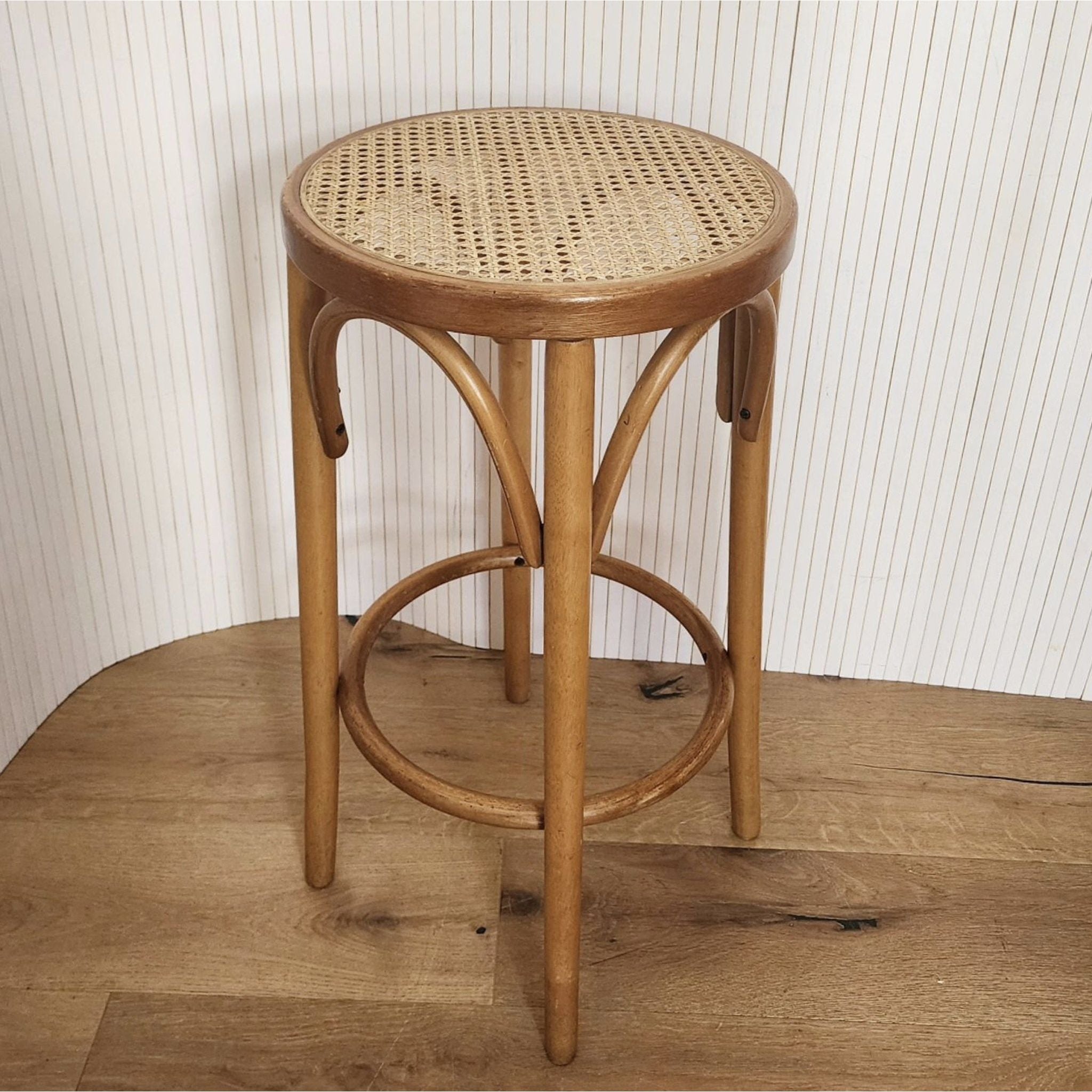 Antique Stool IN Rattan Vintage Deco Living Room Savoyard Furniture & shops Decoration