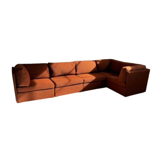 Vintage Rust Boucle Modular Sofa Set