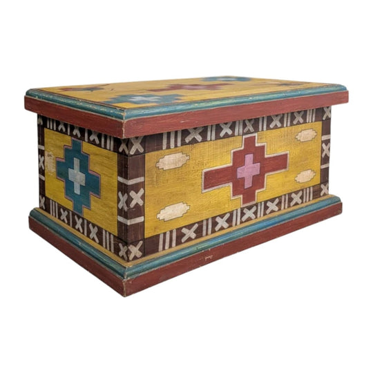 Vintage Santa Fe Painted Chest | Hand Painted Timber