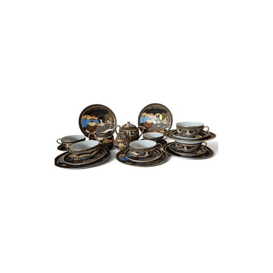Vintage Satsuma, 21 PCS tea set Moriage, Japanese. mid 20th century
