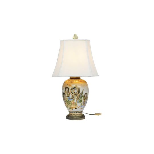 Vintage Satsuma Style Porcelain Lamp
