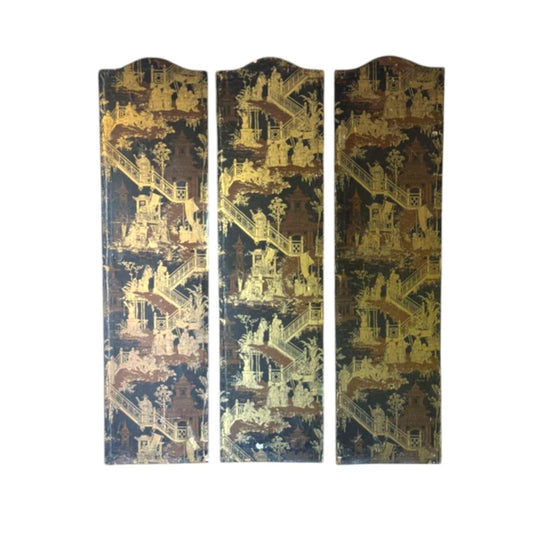 Vintage Set of 3 Oriental Decorative Panels