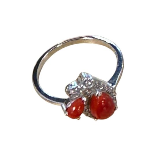 Vintage Silver & Coral Ring