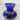 Vintage Small Blue Glass Vases / Hand Blown Cobalt blue Vases with hand painted gold rim, stripes and flowers - Bazaa