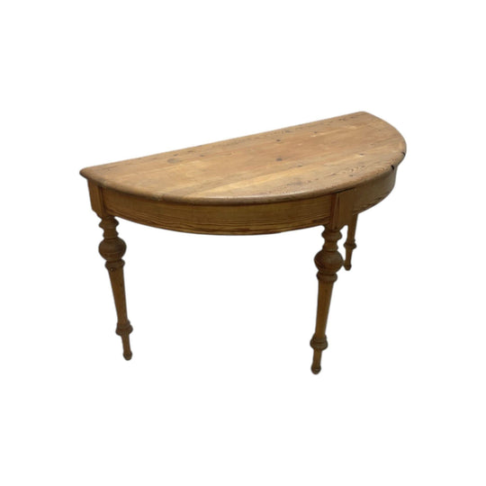 Vintage Solid Oregon Pine Demilune Table