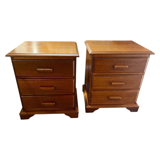 Vintage solid teak bedside drawers mid-century modern pair 1980's AUSTRALIA
