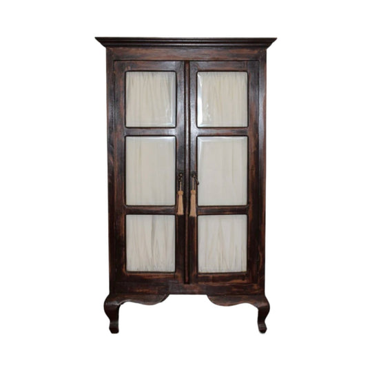 Vintage Solid Timber Display Cabinet / Armoire Cupboard