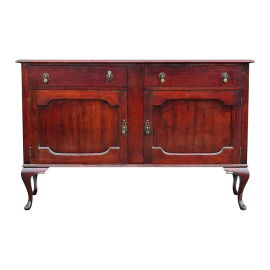 Vintage Solid Wood Sideboard with Queen Anne Legs, Drawers and Cabinet Storage