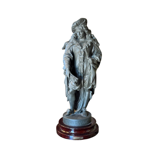Vintage Spelter Figure of Rembrandt on Turned Timber Base