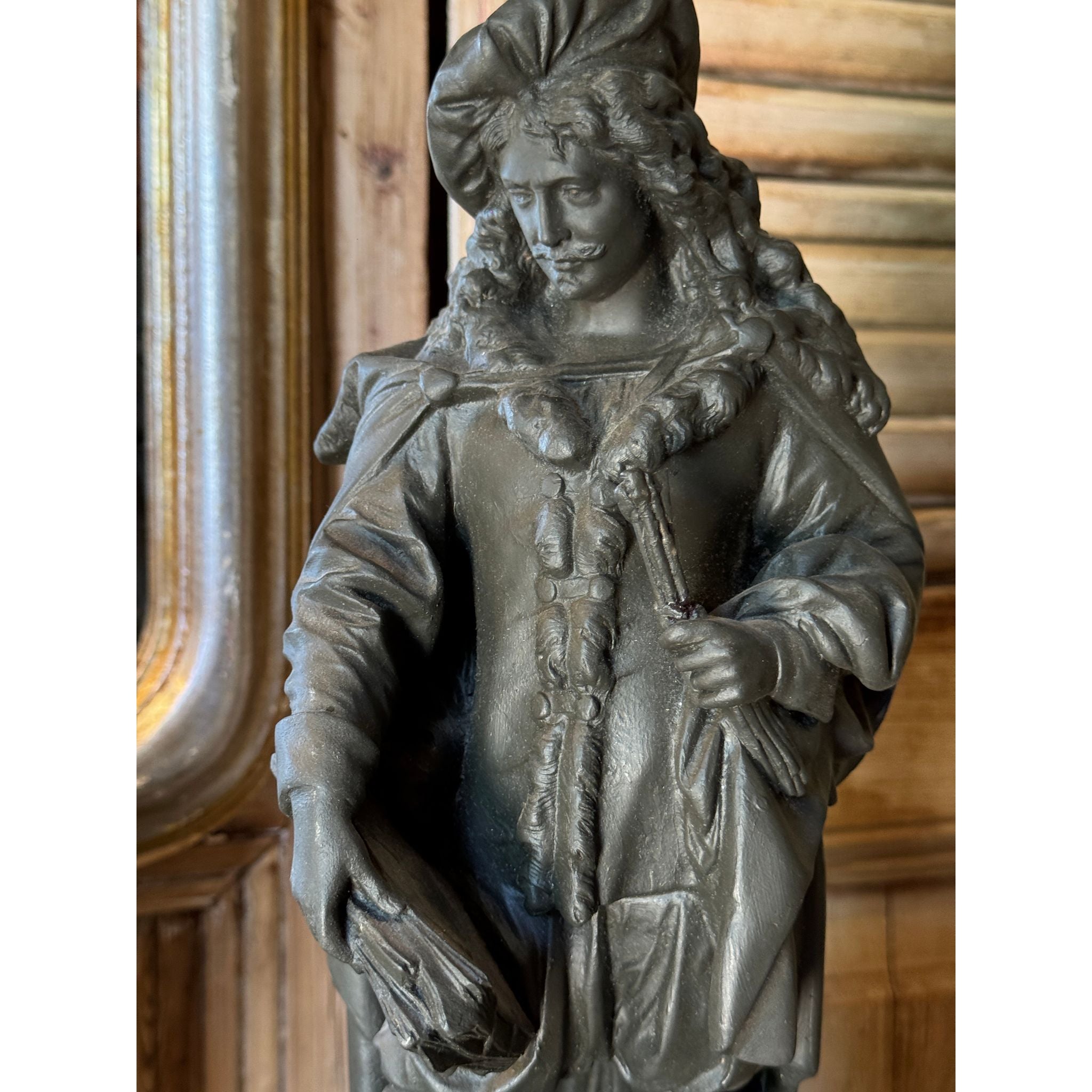 Vintage Spelter Figure of Rembrandt on Turned Timber Base | Bazaa | Designer, Vintage and Antique Furniture