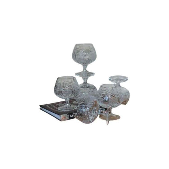 Vintage Steklarska Sola Rogaska Slatina Rocno Delo Crystal Brandy Sniffer/Cognac glasses. Set of 6