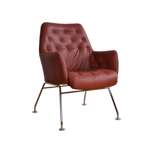 Vintage Swedish Tan leather modernist 'Mirja' Armchair- Bruno mathsson for DUX | Bazaa | Designer, Vintage and Antique Furniture