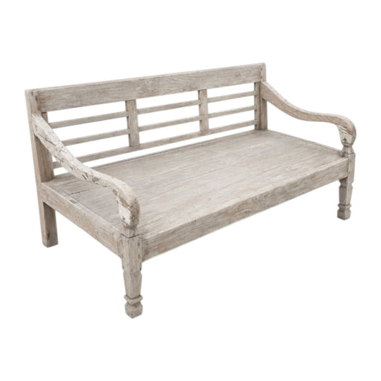 Vintage Teak Daybed Bench Seat Rustic Outdoor Lounge Bench 194cm
