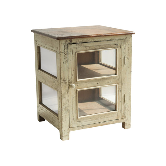 Vintage Teak Storage Cabinet with Glass Panels | Indian Antique Furniture