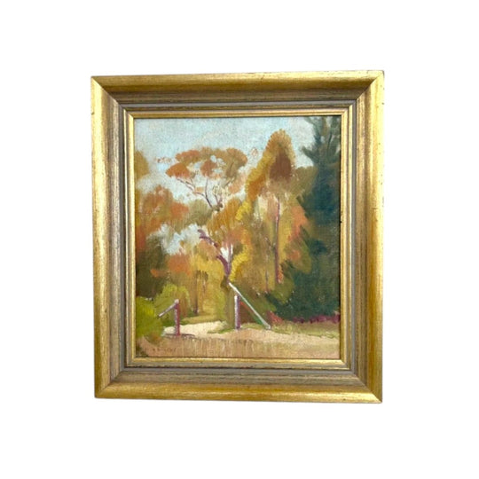 Vintage THE GATEWAY landscape oil painting DOUGLAS DUNDAS 1940's AUSTRALIA