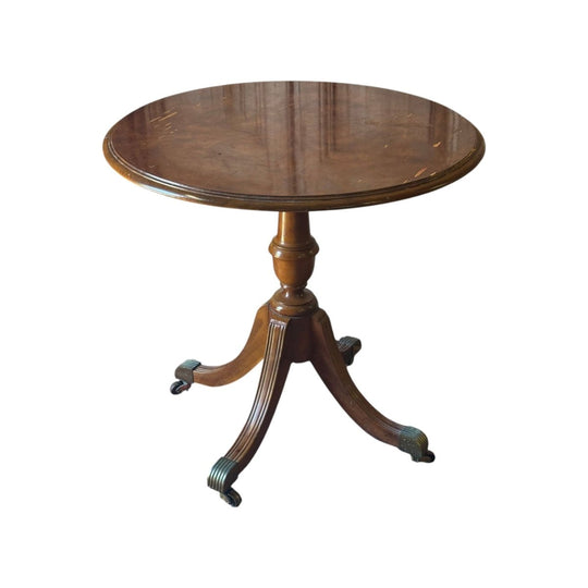 Vintage Timber Side Table on Brass Castors