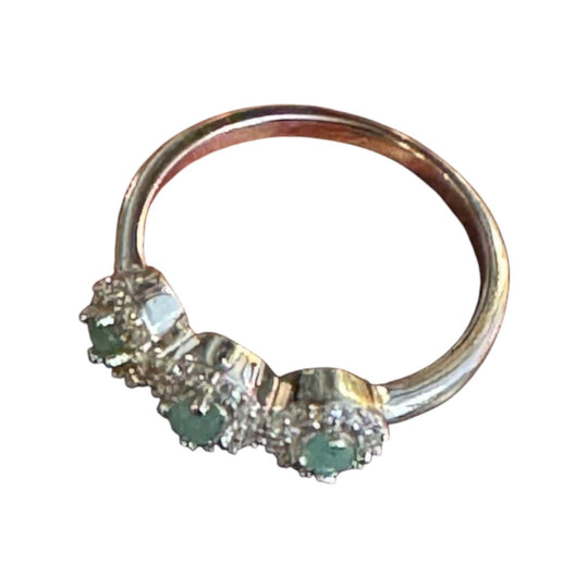Vintage Trilogy Emerald & Sterling Silver Ring